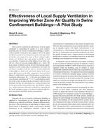 KC-03-11-2 — Effectiveness of Local Supply Ventilation in Improving Worker Zone Air Quality in Swine Confinement BuildingsÃ¢Â€Â”A Pilot Study