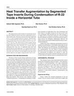 4682 Ã¢Â€Â“ Heat Transfer Augmentation by Segmented Tape Inserts During Condensation of R-22 Inside a Horizontal Tube
