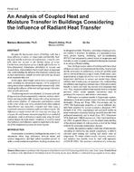 PH-97-05-6 — An Analysis of Coupled Heat and Moisture Transfer in Buildings Considering the Influence of Radiant Heat Transfer