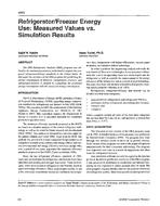 4083 — Refrigerator/Freezer Energy Use: Measured Values vs. Simulation Results