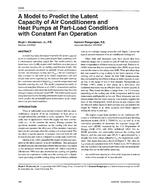 3958 — A Model to Predict the Latent Capacity of Air Conditioners and Heat Pumps at Part-Load Conditions with Constant Fan Operation