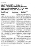 3843 (RP-668) — Heat Transfer of R134a in Single-Tube Spray Evaporation Including Lubricant Effects and Enhanced Surface Results