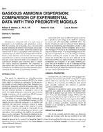 3924 — Gaseous Ammonia Dispersion – Comparison of Experimental Data with Two Predictive Models