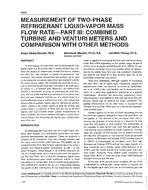 3928 — Measurement of Two-Phase Refrigerant Liquid-Vapour Mass Flow Rate — Part III:  Combined Turbine and Venturi Meters and Comparison with Other Methods