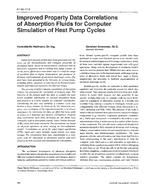 AT-96-17-3 — Improved Property Data Correlations of Absorption Fluids for Computer Simulation of Heat Pump Cycles