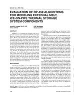 SD-95-19-4 (RP-733) — Evaluation of RP-459 Algorithms for Modeling External Melt, Ice-on-Pipe Thermal Storage System Components