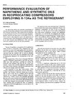 3656 — Performance Evaluation of Naphthenic and Synthetic Oils in Reciprocating Compressors Employing R-134a as the Refrigerant