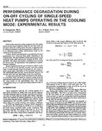 3526 –Performance Degradation On-Off Cycling of Single-Speed Heat Pumps Operating in the Cooling Mode – Experimental Results