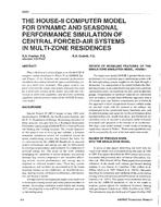 3681 — The House-II Computer Model for Dynamic and Seasonal Performance Simulation of Central Forced-Air Systems in Multi-Zone Residences