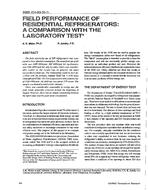 3689 — Field Performance of Residential Refrigerators: A Comparison with the Laboratory Test