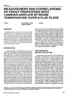 CH-93-02-1 — Measurement and Correlations of Frost Properties with Laminar Air Flow at Room Temperature Over a Flat Plate