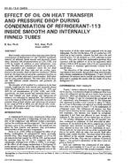3483 — Effect of Oil on Heat Transfer and Pressure Drop During Condensation of Refrigerant-113 Inside Smooth and Internally Finned Tubes