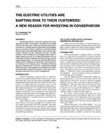3332 — The Electric Utilities are Shifting Risk to Their Customers: A New Reason for Investing in Conservation