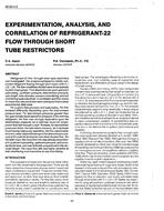 AT-90-01-2 — Experimentation, Analysis, and Correlation of Refrigerant-22 Flow through Short Tube Restrictors