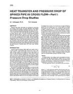 3392 — Heat Transfer and Pressure Drop of Spined Pipe in Cross Flow – Part I: Pressure Drop Studies