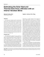 AN-04-06-4 Ã¢Â€Â“ Estimating the Solar Heat and Thermal Gain from a Window with an Interior Venetian Blind