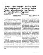 4413 — Optimal Sizing of Hybrid Ground-Source Heat Pump Systems That Use a Cooling Pond as a Supplemental Heat RejecterÃ¢Â€Â” A System Simulation Approach