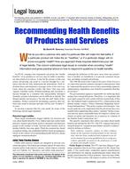Legal Issues: Recommending Health Benefits Of Products and Services
