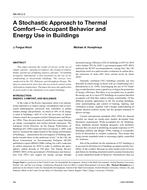 NA-04-2-3 Ã¢Â€Â“ A Stochastic Approach to Thermal ComfortÃ¢Â€Â”Occupant Behavior and Energy Use in Buildings