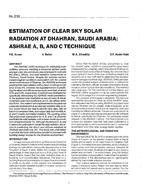 3195 — Estimation of Clear Sky Solar Radiation at Dhahran, Saudi Arabia: ASHRAE A, B and C Technique