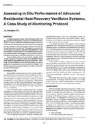 CH-89-07-3 — Assessing in Situ Performance of Advanced Residential Heat Recovery Ventilator Systems: A Case Study of Monitoring Protocol
