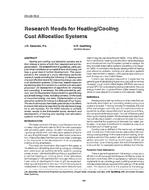 CH-89-10-3 — Research Needs for Heating/Cooling Cost Allocation Systems