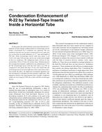 4743 – Condensation Enhancement of R-22 by Twisted-Tape Inserts Inside a Horizontal Tube