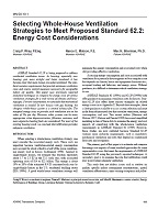 MN-00-10-1  — Selecting Whole-House Ventilation Strategies to Meet Proposed Standard 62.2: Energy Cost Considerations