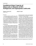 4278 (RP-867) — Equilibrium Water Capacity of Desiccants in Mixtures of HFC Refrigerants and Appropriate Lubricants