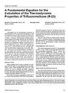 DA-00-10-1 (RP-997) — A Fundamental Equation for the Calculation of the Thermodynamic Properties of Trifluoromethane (R23)