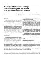 DA-00-03-1 (RP-927) — A Coupled Airflow and Energy Simulation Program for Indoor Thermal Environmental Studies