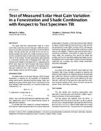 AT-01-10-3 — Test of Measured Solar Heat Gain Variation in a Fenestration and Shade Combination