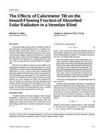 AT-01-10-1 — The Effects of Calorimeter Tilt on the Inward-Flowing Fraction of Absorbed Solar Radiation in a Venetian Blind