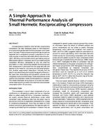 4423 — A Simple Approach to Thermal Performance Analysis of Small Hermetic Reciprocating Compressors
