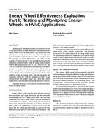 4481 (RP-862) — Energy Wheel Effectiveness Evaluation, Part II: Testing and Monitoring Energy Wheels in HVAC Applications