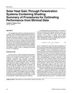 AC-02-02-2 — Solar Heat Gain Through Fenestration Systems Containing Shading: Summary of Procedures for Estimating Performance from Minimal Data