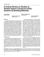 4508 — A Critical Review on Studies of Volatile Organic Compound (VOC) Sorption by Building Materials