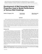 Development of Wall Assembly System Properties Used to Model Performance of Various Wall Claddings