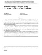 Window Energy Analysis Using Occupant Comfort as the Guideline