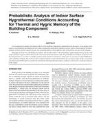 Probabilistic Analysis of Indoor Surface Hygrothermal Conditions Accounting for Thermal and Hygric Memory of the Building Component