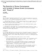 2869 — The Selection of Screw Compressors with Variable Vi Versus Screw Compressors with Ã¢Â€ÂœFixed ViÃ¢Â€Â