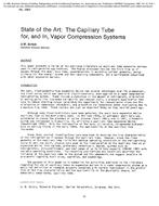 2862 — State of the Art: The Capillary Tube for, and in, Vapor Compression Systems