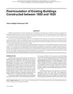 Buildings XI Conference — Post-Insulation of Existing Buildings Constructed between 1850 and 1920