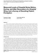 LV-11-C031 — Measured Levels of Hospital Noise Before, During, and After Renovation of a Hospital Wing, and a Survey of Resulting Patient Perception