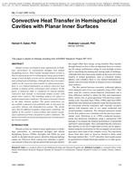 ML-11-021 (RP-1415) — Convective Heat Transfer in Hemispherical Cavities with Planar Inner Surfaces
