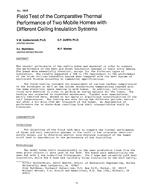 AT-2806 — Field Test of the Comparative Thermal Performance of Two Mobile Homes with Different Ceiling Insulation Systems