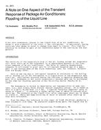 AT-2813 — A Note on One Aspect of the Transient Response of Package Air Conditioners: Flooding of the Liquid Line
