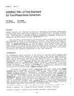 AT-84-13-2 — ASHRAE 109Ã¢Â€Â”A Test Standard for Two-Phase Solar Collectors