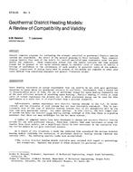 AT-84-06-4 — Geothermal District Heating Models: A Review of Compatibility and Validity
