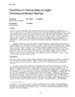 KC-2838 — The Effect of Thermal Mass on Night Temperature Setback Savings